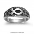Ichthus on Textured Band - Ladies