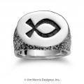 Ichthus Oval Textured Ring